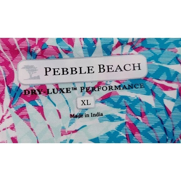 Pebble Beach Womens Golf Polo Shirt Size XL White Blue Pink Dry Luxe - Picture 2 of 3